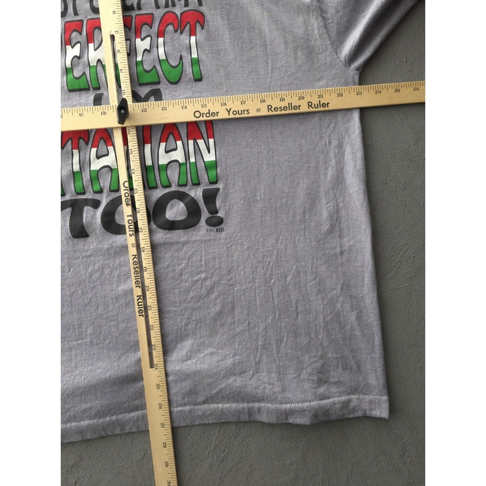 Vintage 90s Not Only Am I Perfect I'm Italian Too Grey T-shirt Best XL - Picture 7 of 8